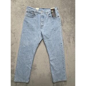 Levis 501 Original Cropped Jeans Women Measured 31x25 Blue Zebra Print High Rise